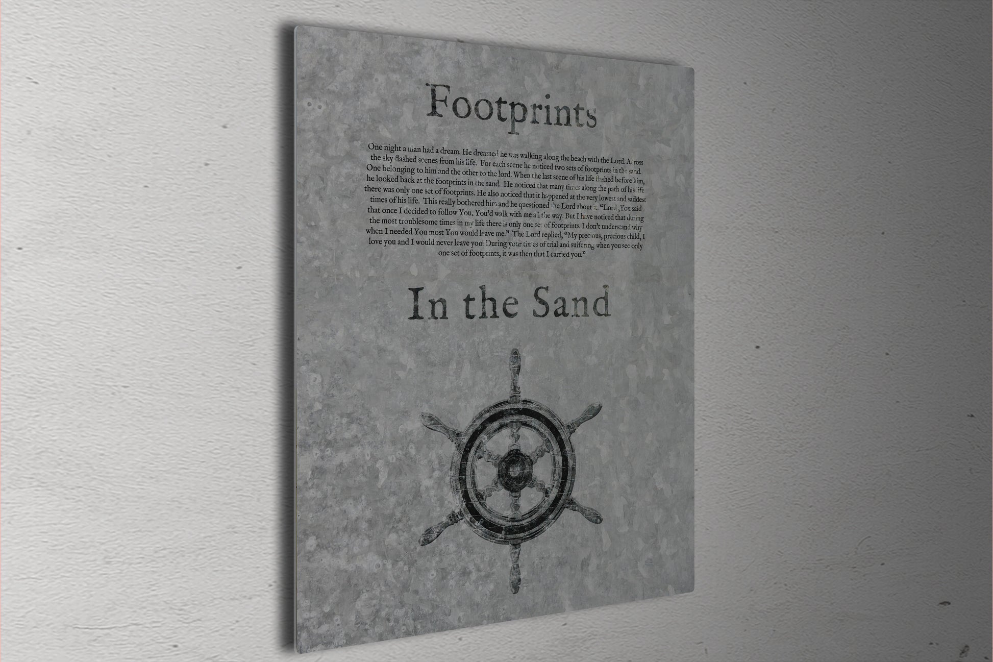 Footprints in the Sand, Galvanized Metal Sign, Footprints Poem, for Him, Christian Decor, Religious Art for Beach house, Gift, Christian Men
