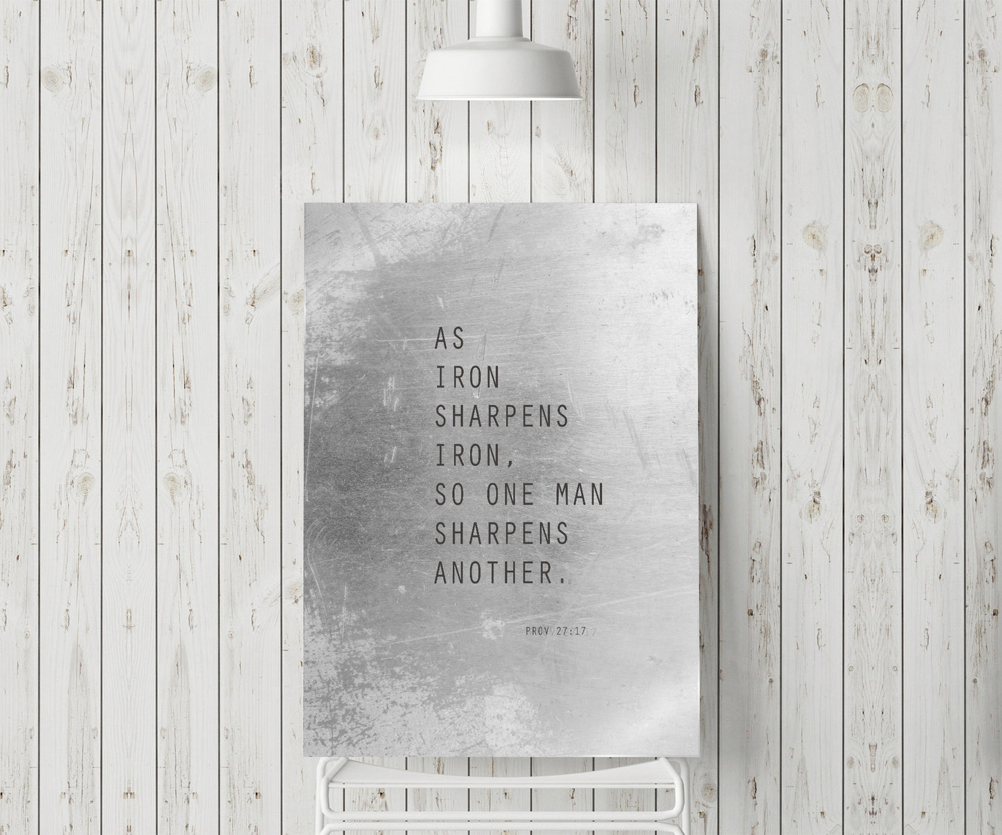 Proverbs 27:17 Metal Print, As Iron Sharpens Iron, Scripture Decor, Bible Verse Art, Christian Wall Decor, Modern, Unique Gift for Men,