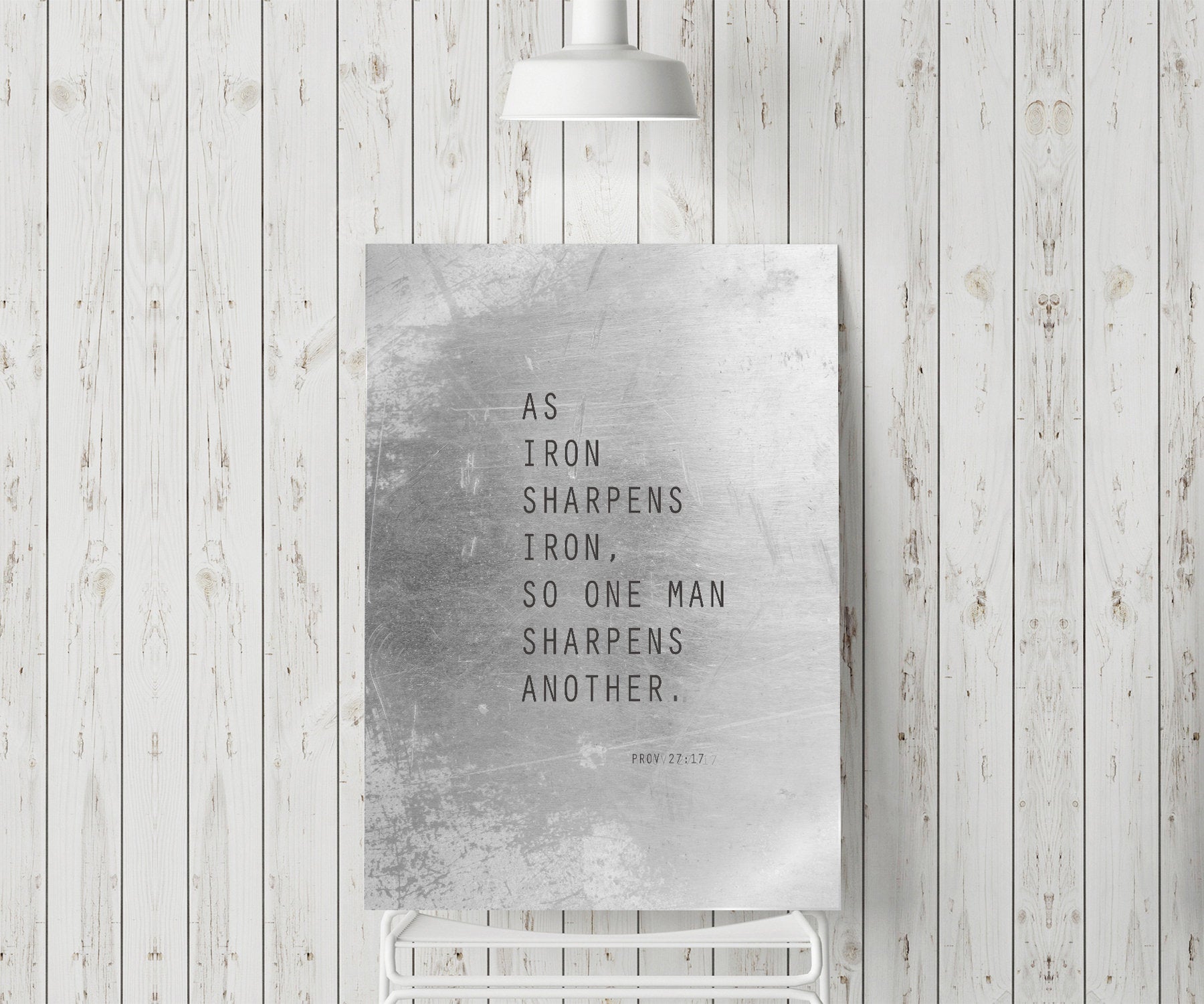 Proverbs 27:17 Metal Print, As Iron Sharpens Iron, Scripture Decor, Bible Verse Art, Christian Wall Decor, Modern, Unique Gift for Men,