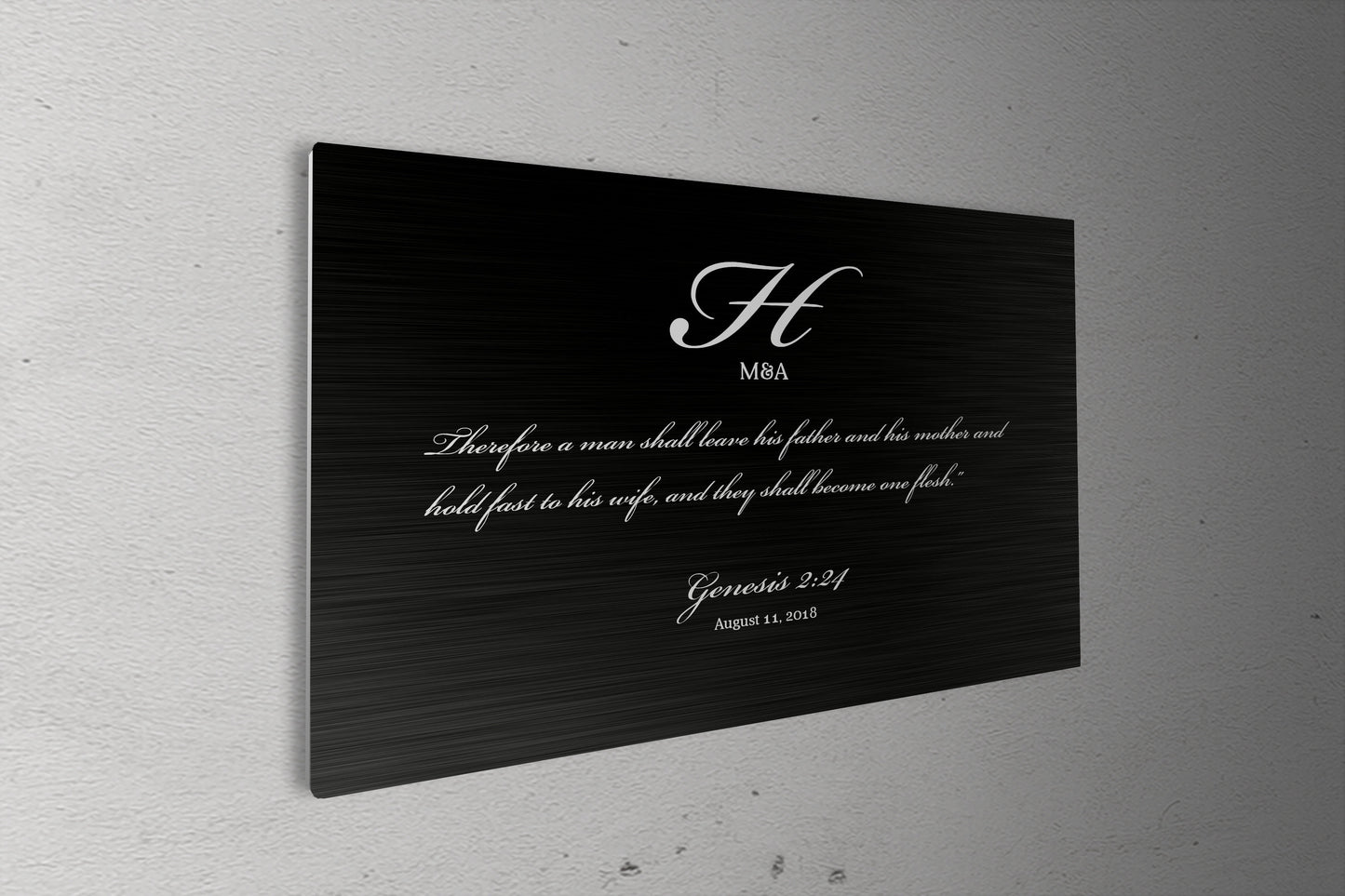 Genesis 2:24, Monogrammed Wedding Scripture on Tin