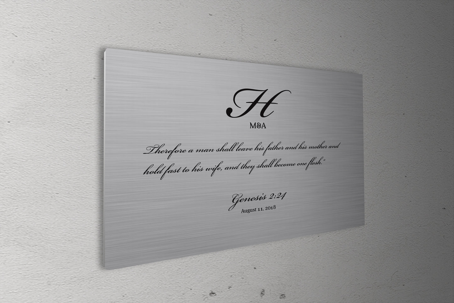 Genesis 2:24, Monogrammed Wedding Scripture on Tin
