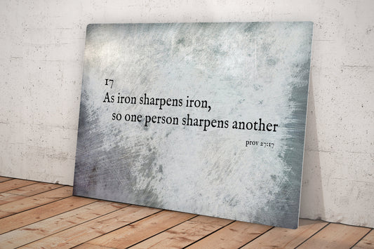 As Iron Sharpens Iron, Gift for Groomsmen, Gift for Him, Metal, Sign, Christian decor, Prov 27:17, Anniversary Gift, Iron Gift for husband