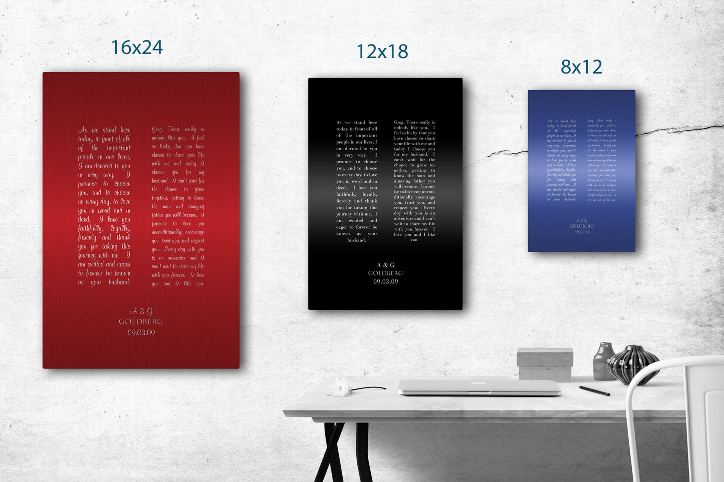 Custom Tin Wedding Vow Art