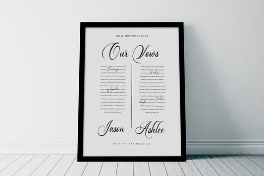 Framed Paper Anniversary Gift with Vows
