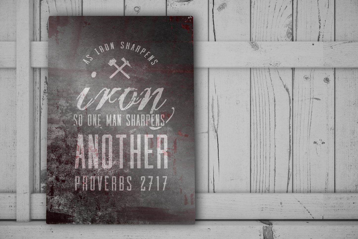As Iron Sharpens Iron, Metal Print, Industrial Christian Decor, Art, Prov 27:17, Metal sign, Religious gift, wall, decor, art, For Best Man