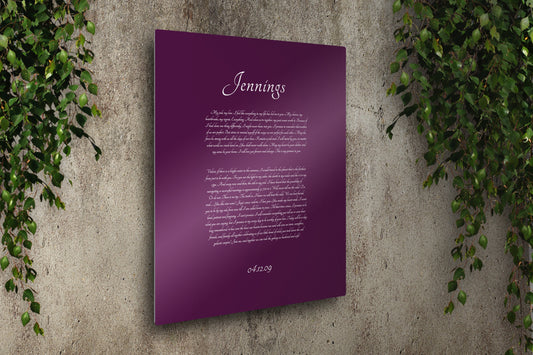 Customizable Wedding Vow Decor on Tin