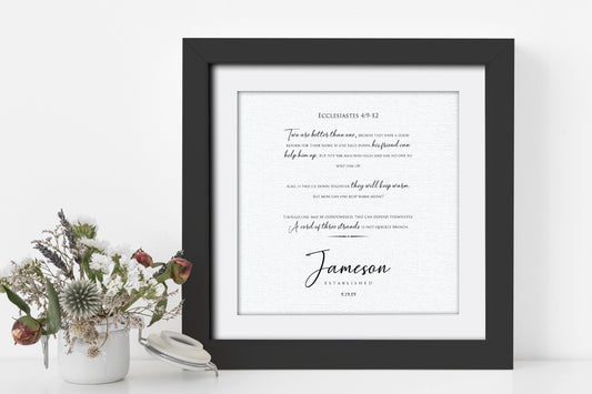 Ecclesiastes 4:9-12 Personalized Wedding Gift