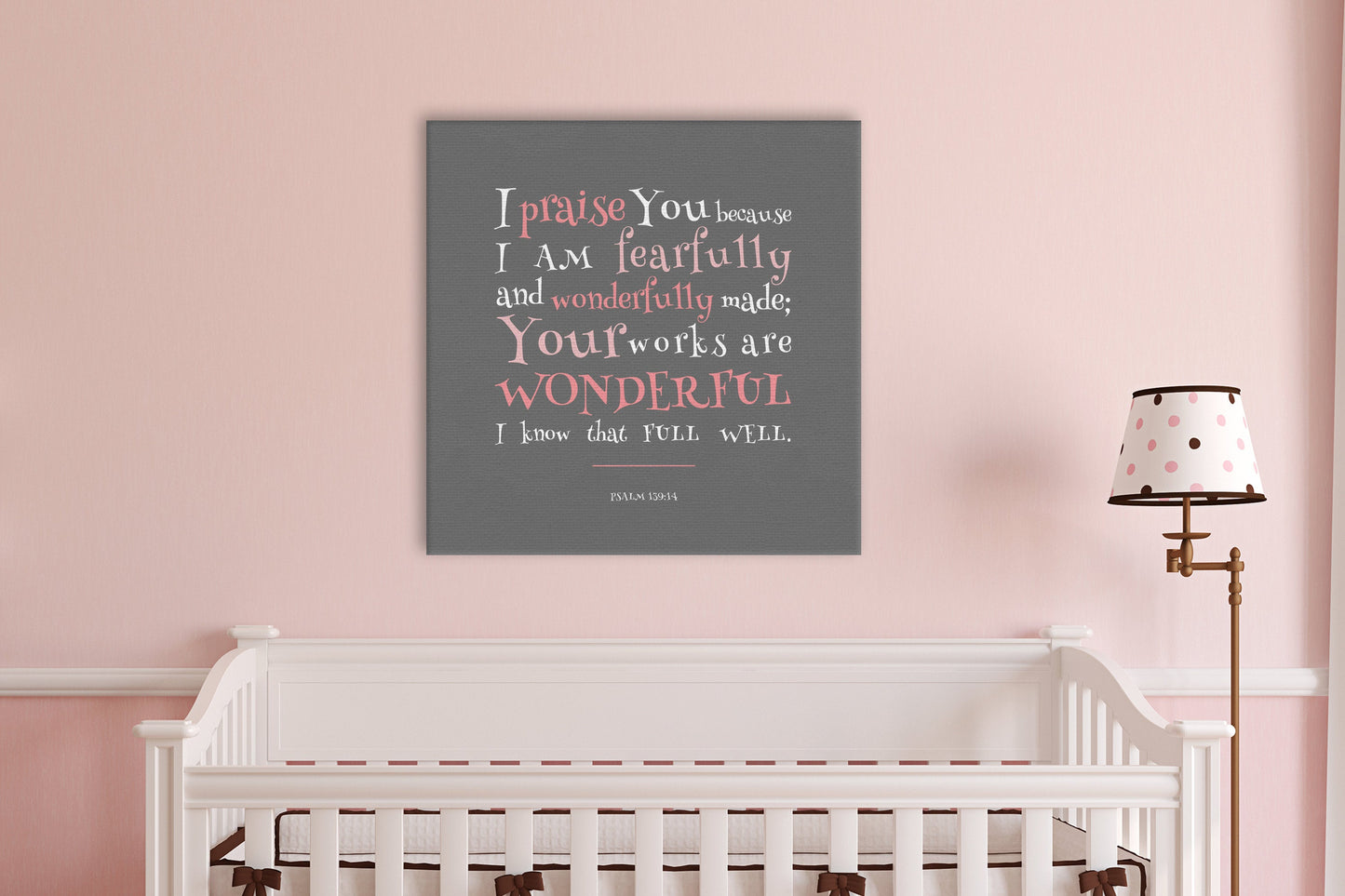 Psalm 139:14, Canvas Bible Verse Decor for Kids