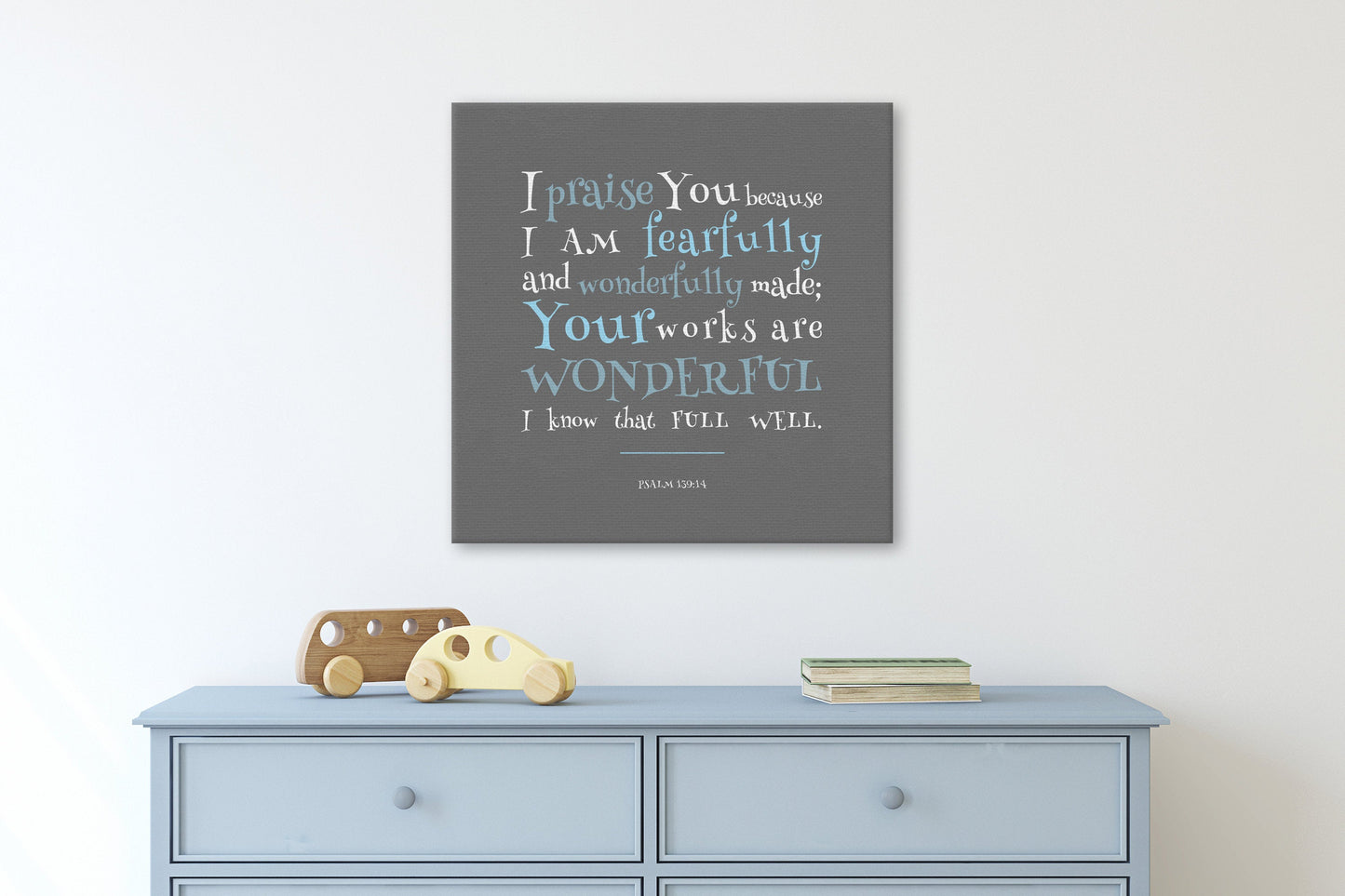 Psalm 139:14, Canvas Bible Verse Decor for Kids