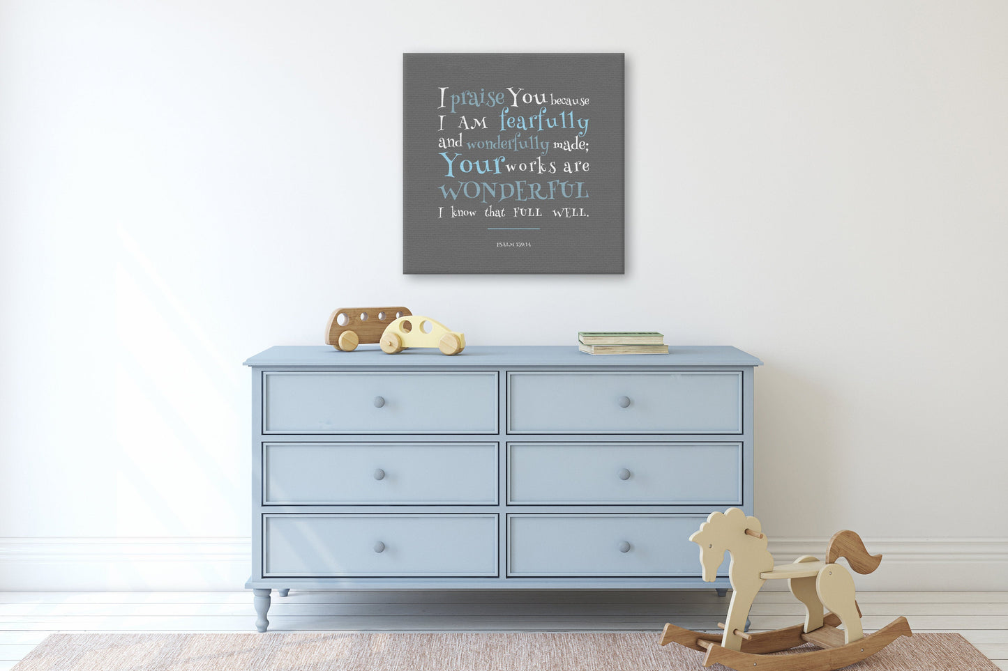 Psalm 139:14, Canvas Bible Verse Decor for Kids