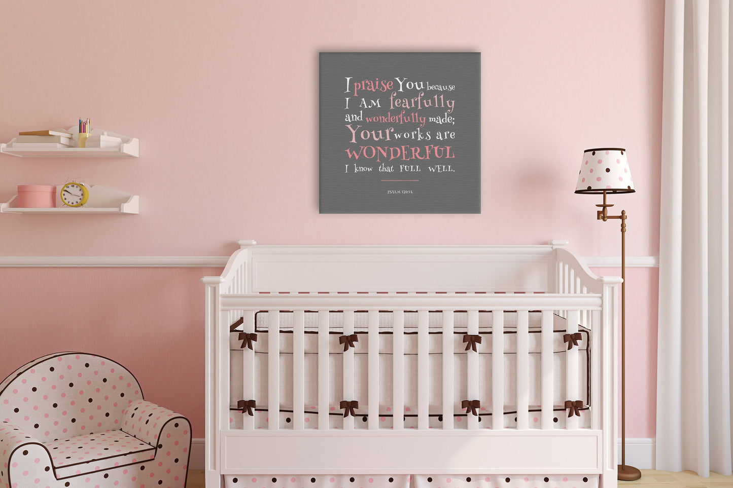 Psalm 139:14, Canvas Bible Verse Decor for Kids