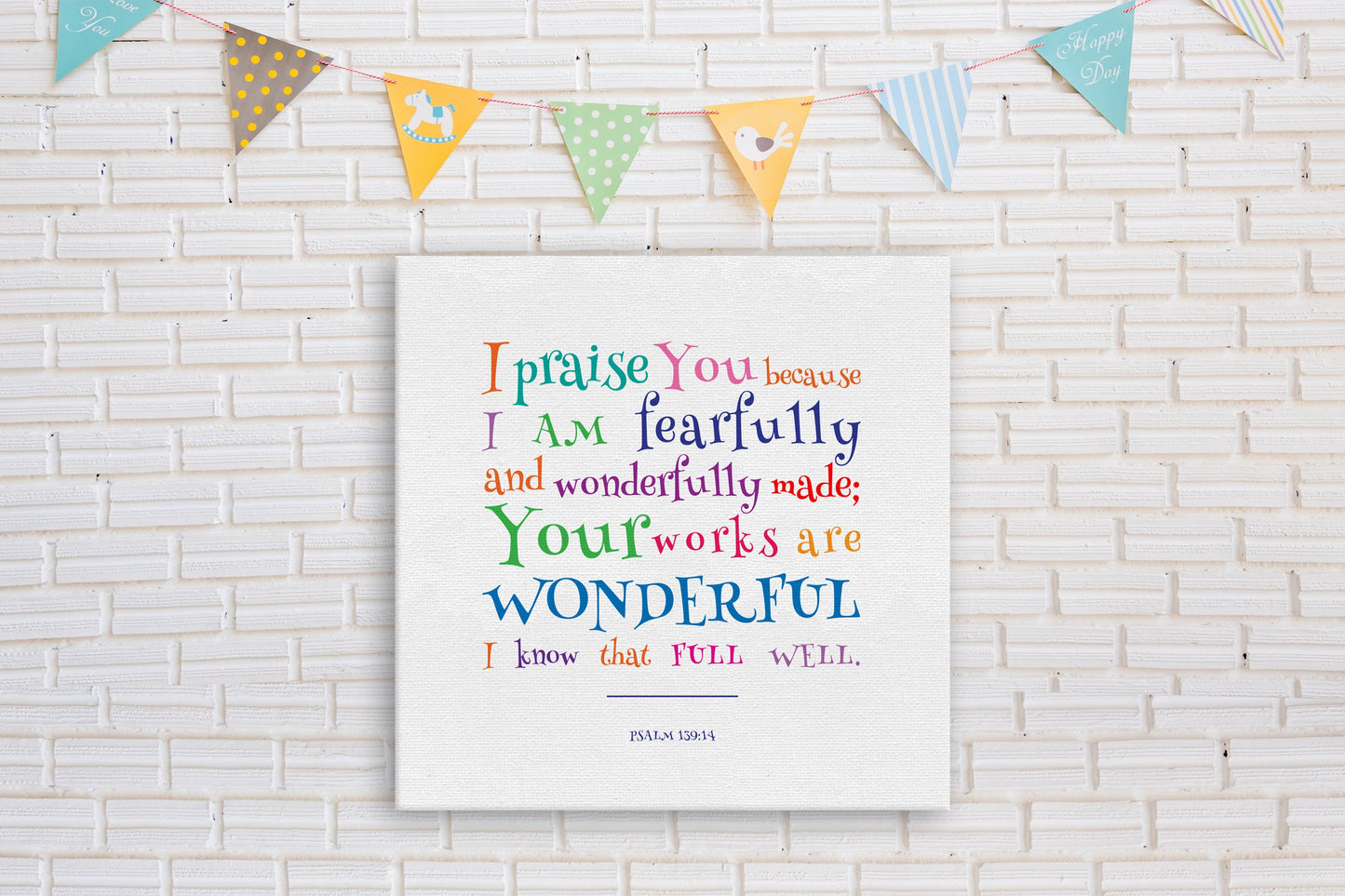 Psalm 139:14, Canvas Bible Verse Decor for Kids