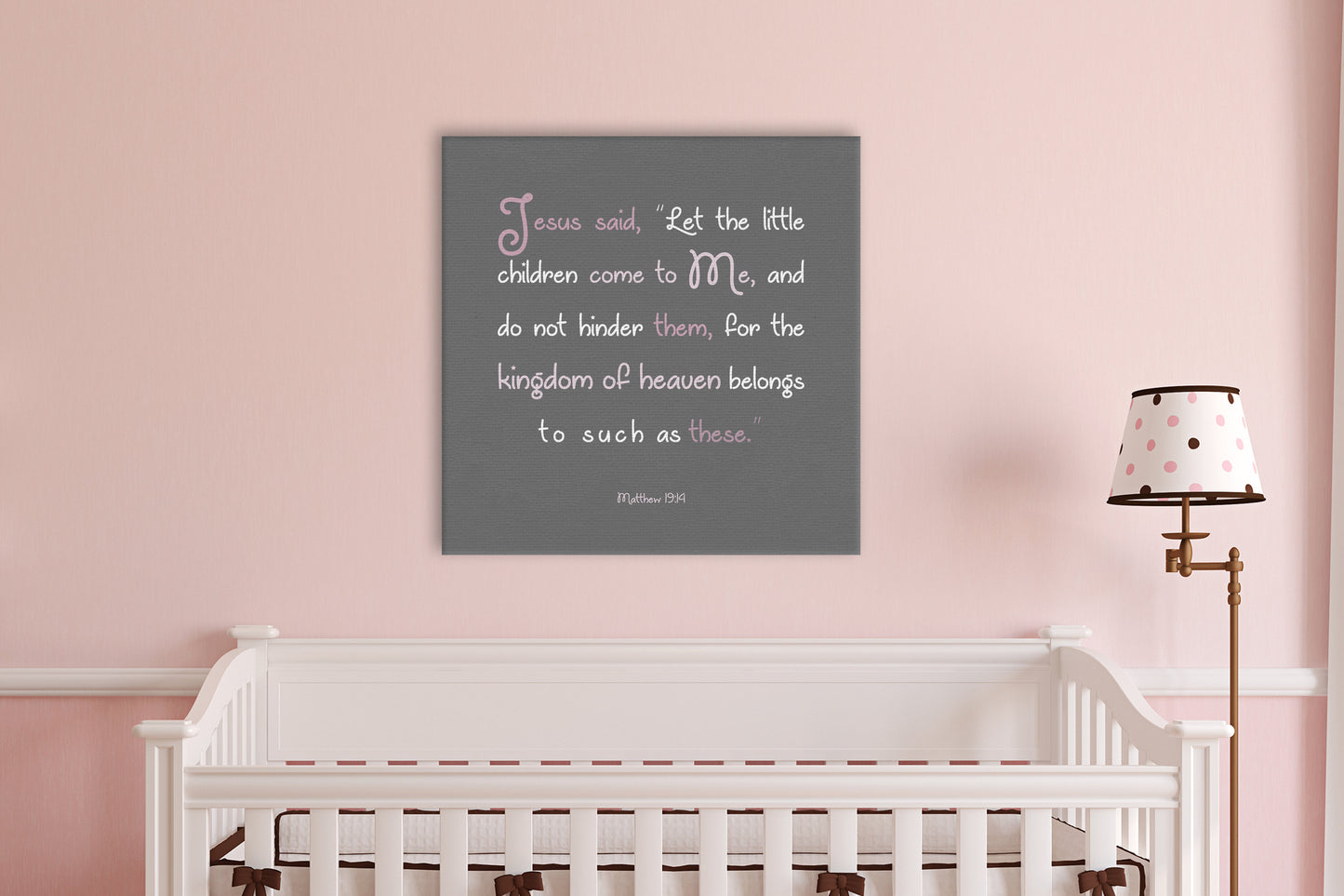 Matthew 19:14 Kid's Christian Canvas Decor
