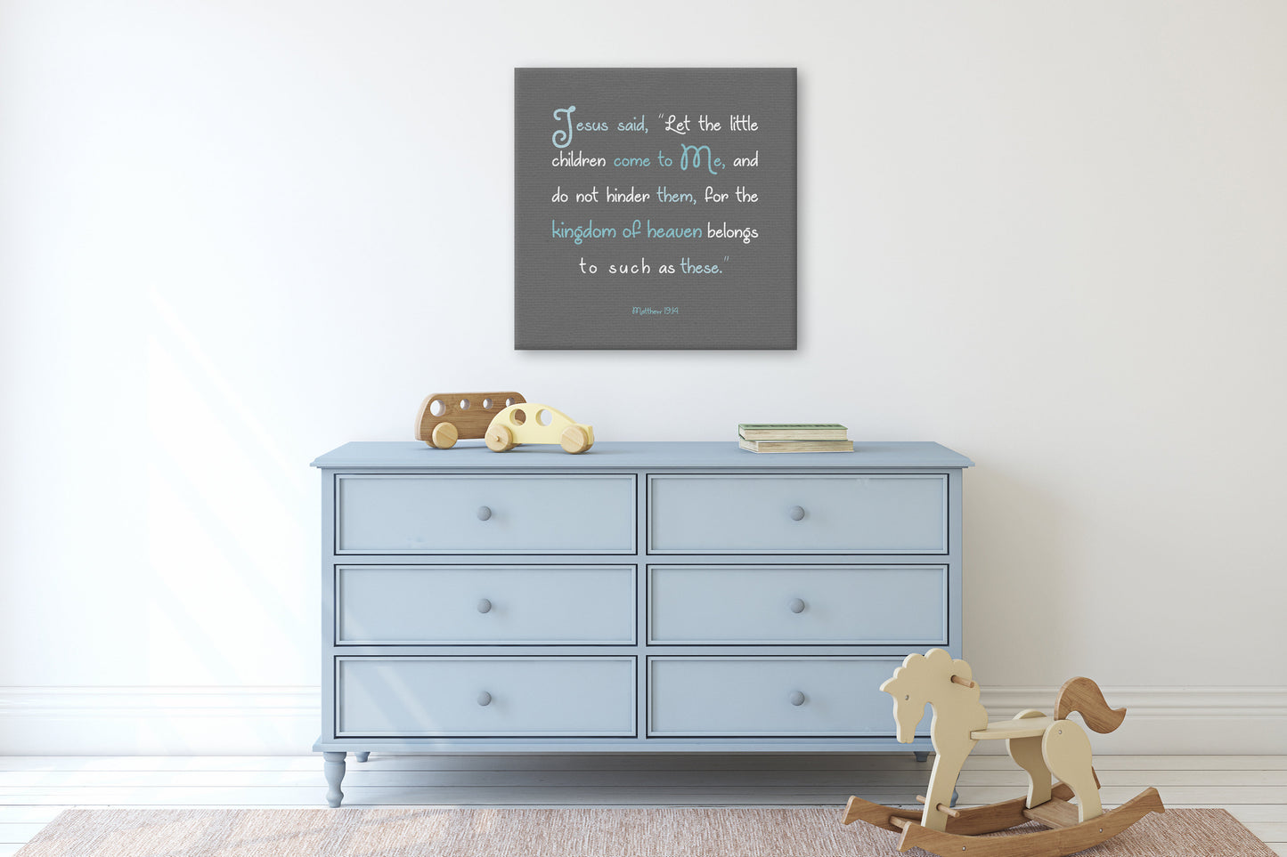 Matthew 19:14 Kid's Christian Canvas Decor