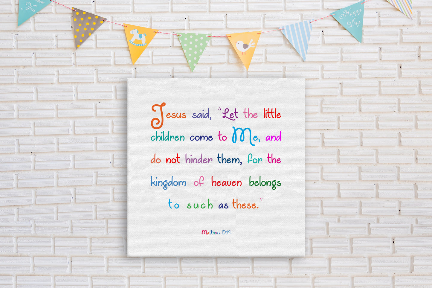 Matthew 19:14 Kid's Christian Canvas Decor