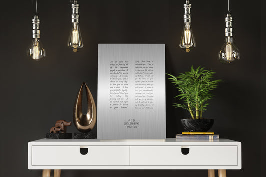 Custom Tin Wedding Vow Art