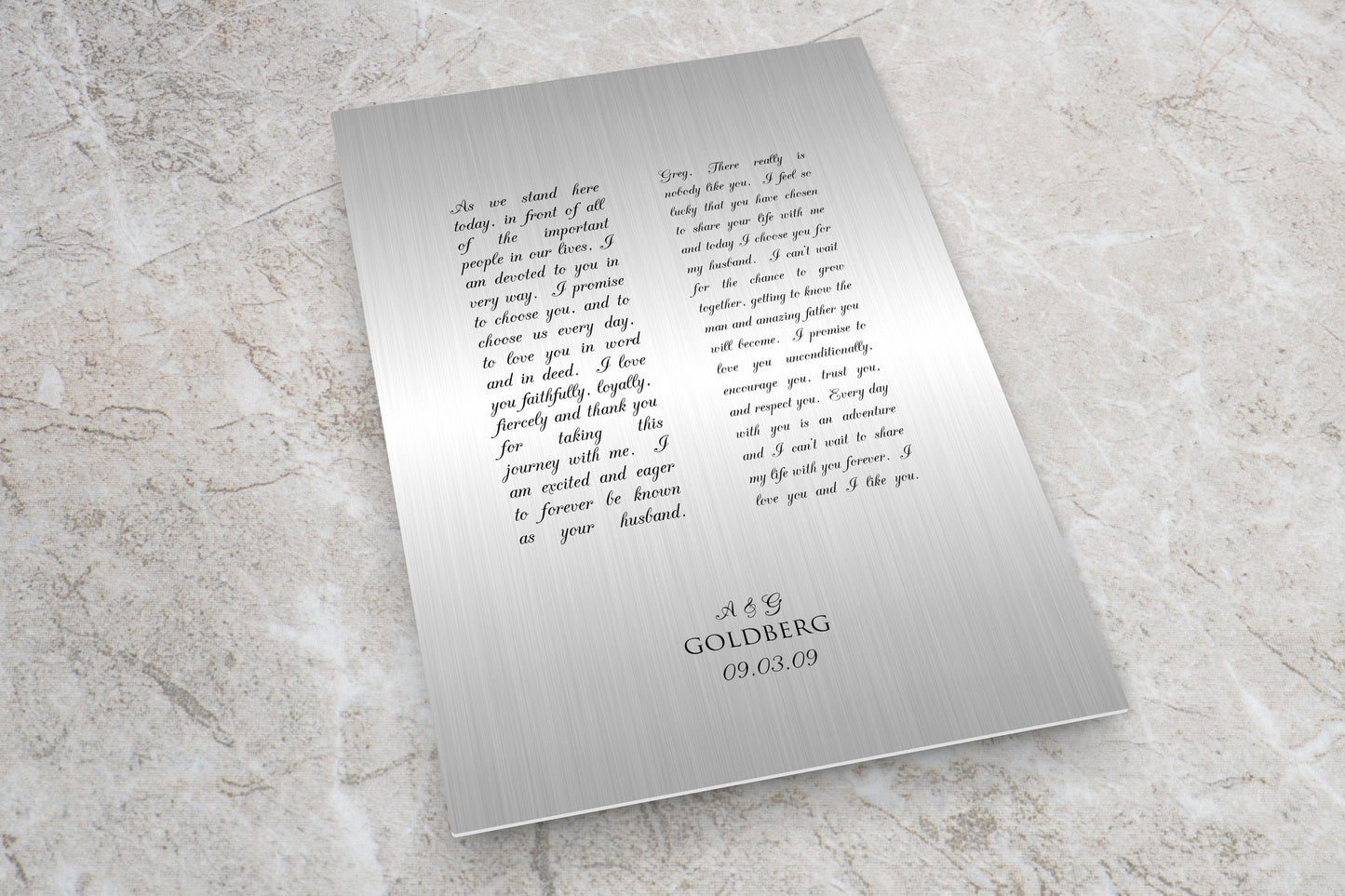 Custom Tin Wedding Vow Art
