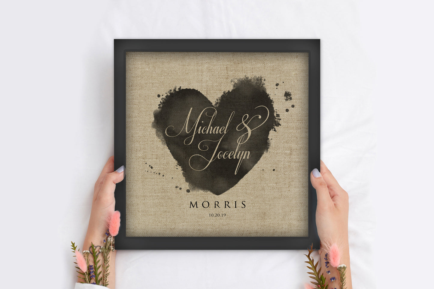 LInen Heartstamp Anniversary Keepsake