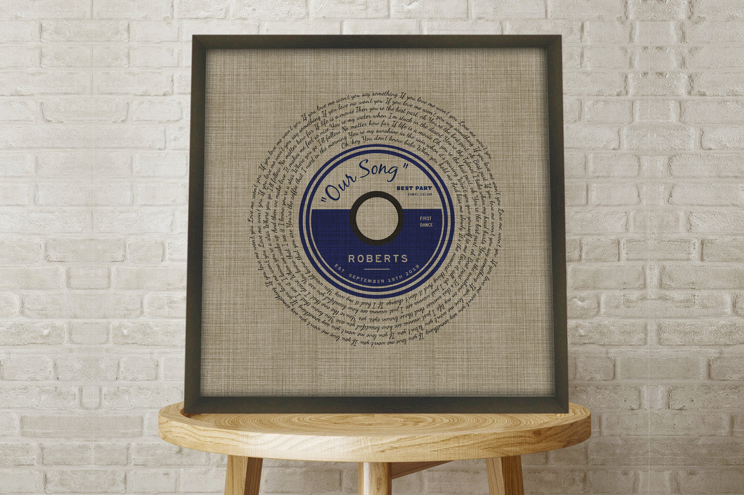 Belgian Linen, Framed First Dance Song Lyric Record