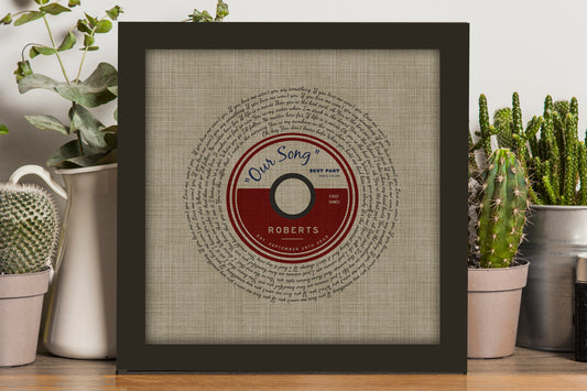 Belgian Linen, Framed First Dance Song Lyric Record