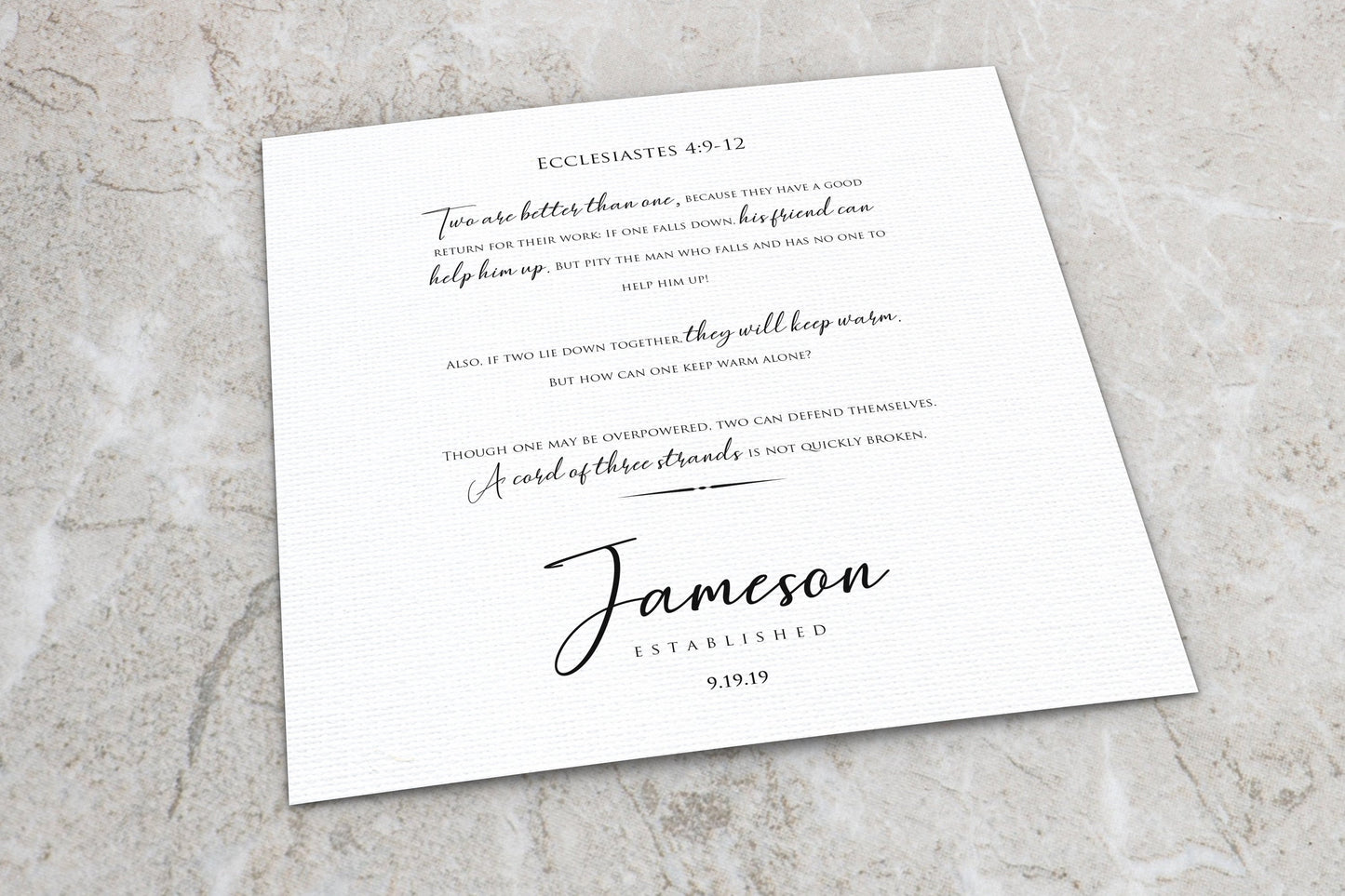 Ecclesiastes 4:9-12 Personalized Wedding Gift
