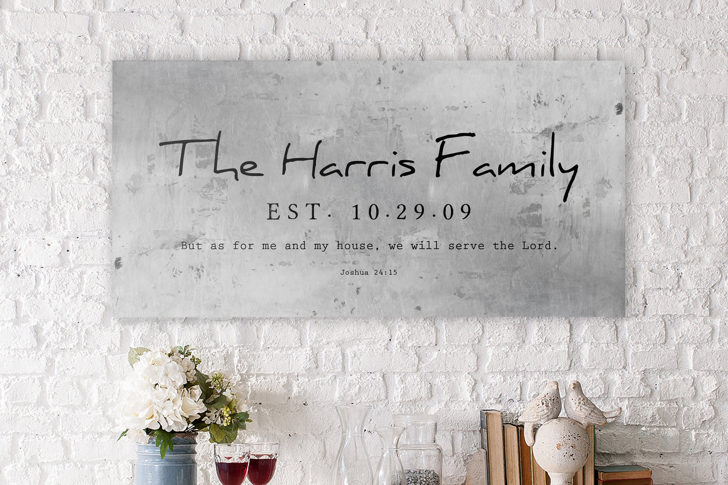 Joshua 24:15 Family Name Sign on Tin