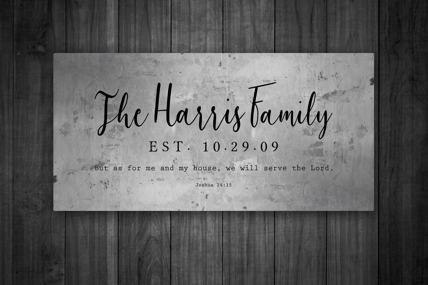 Joshua 24:15 Family Name Sign on Tin