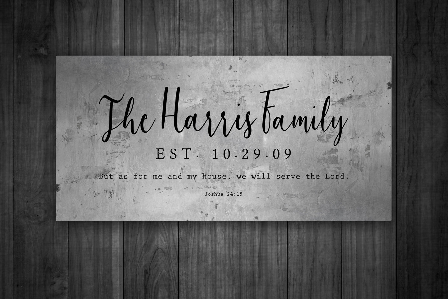 Rustic Family Name Sign with Joshua 24:15