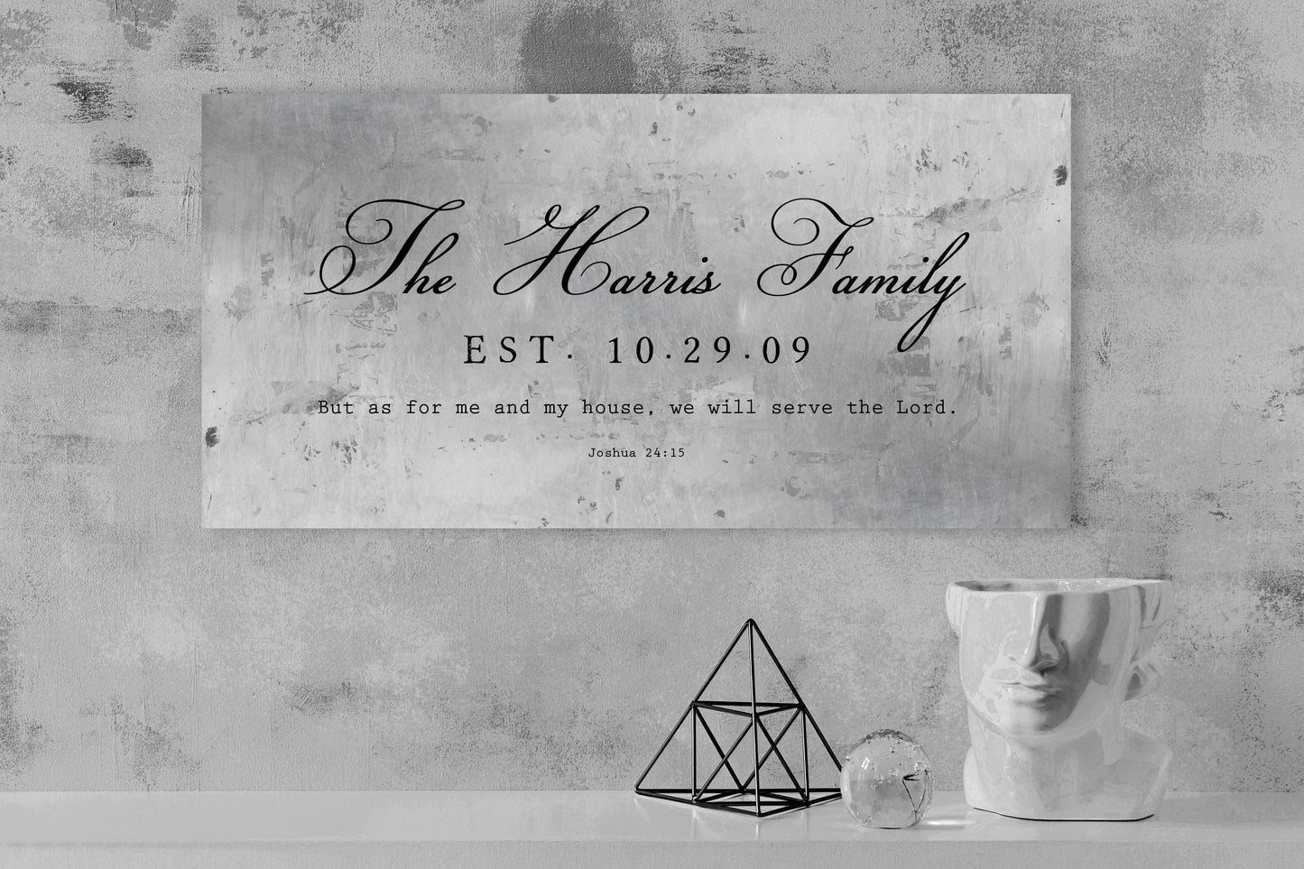 Joshua 24:15 Family Name Sign on Tin