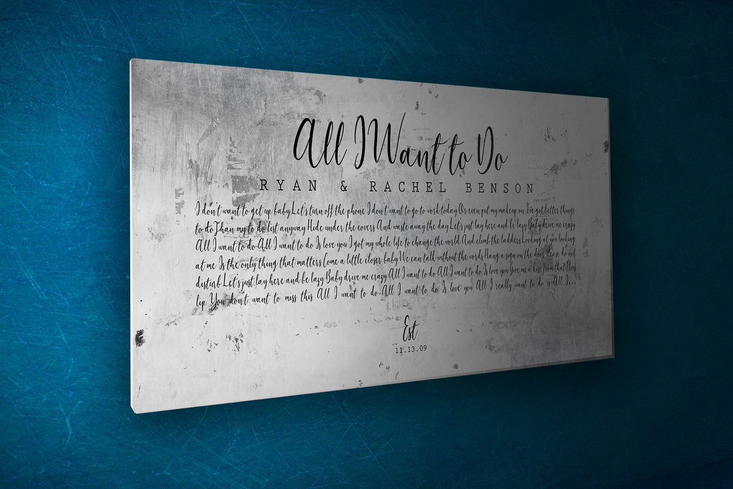 Wedding Song on Tin, 10 Year Wedding Anniversary Gift for Husband, Song on Metal, First Dance Song Print, 10th Anniversary Gift, Gift on Tin