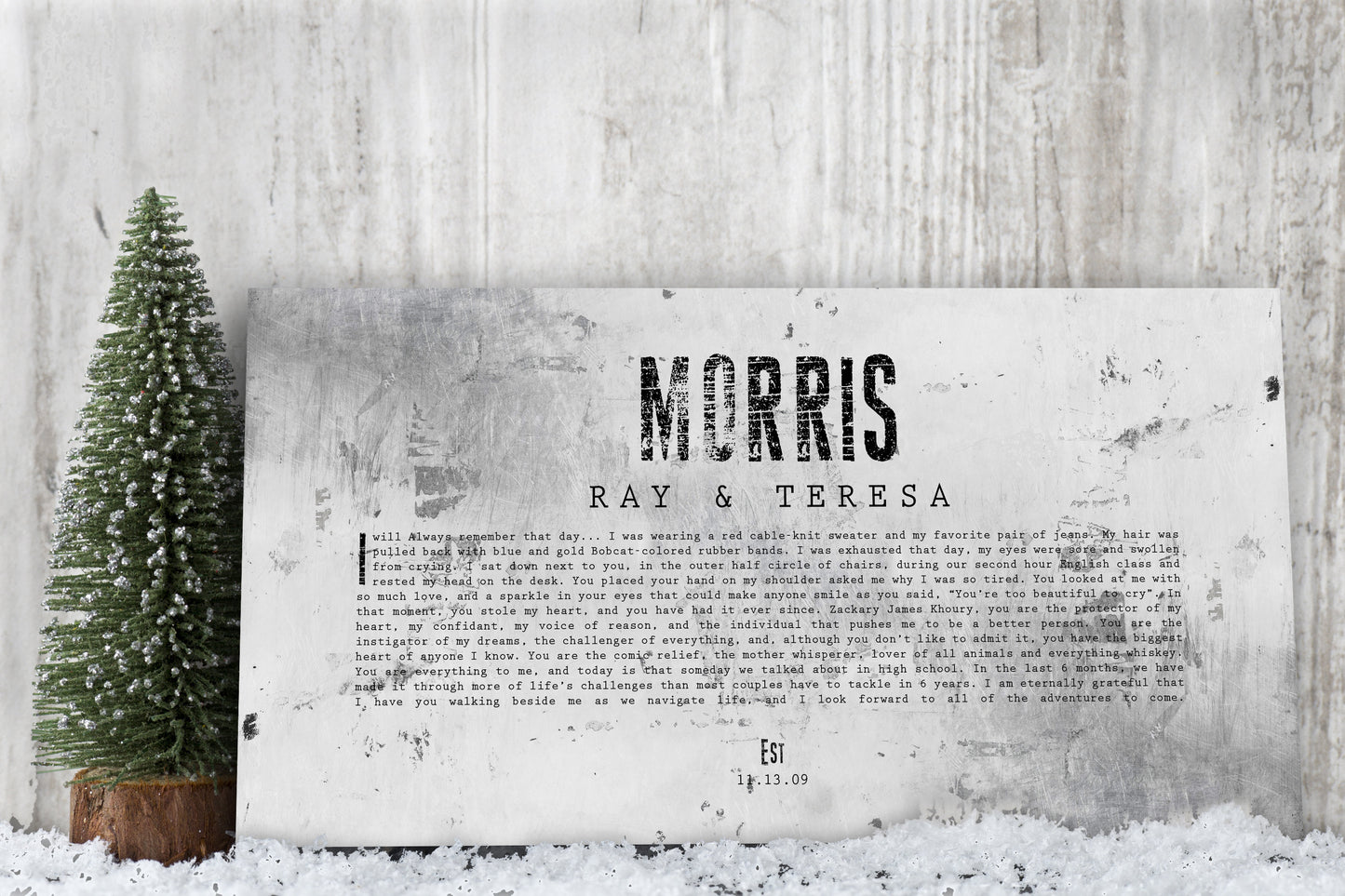 Personalized Distressed Tin Wedding Vow Sign