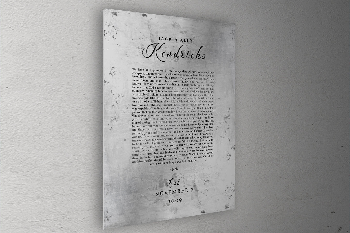 Tin Wedding Anniversary Gift, Wedding Vow Keepsake