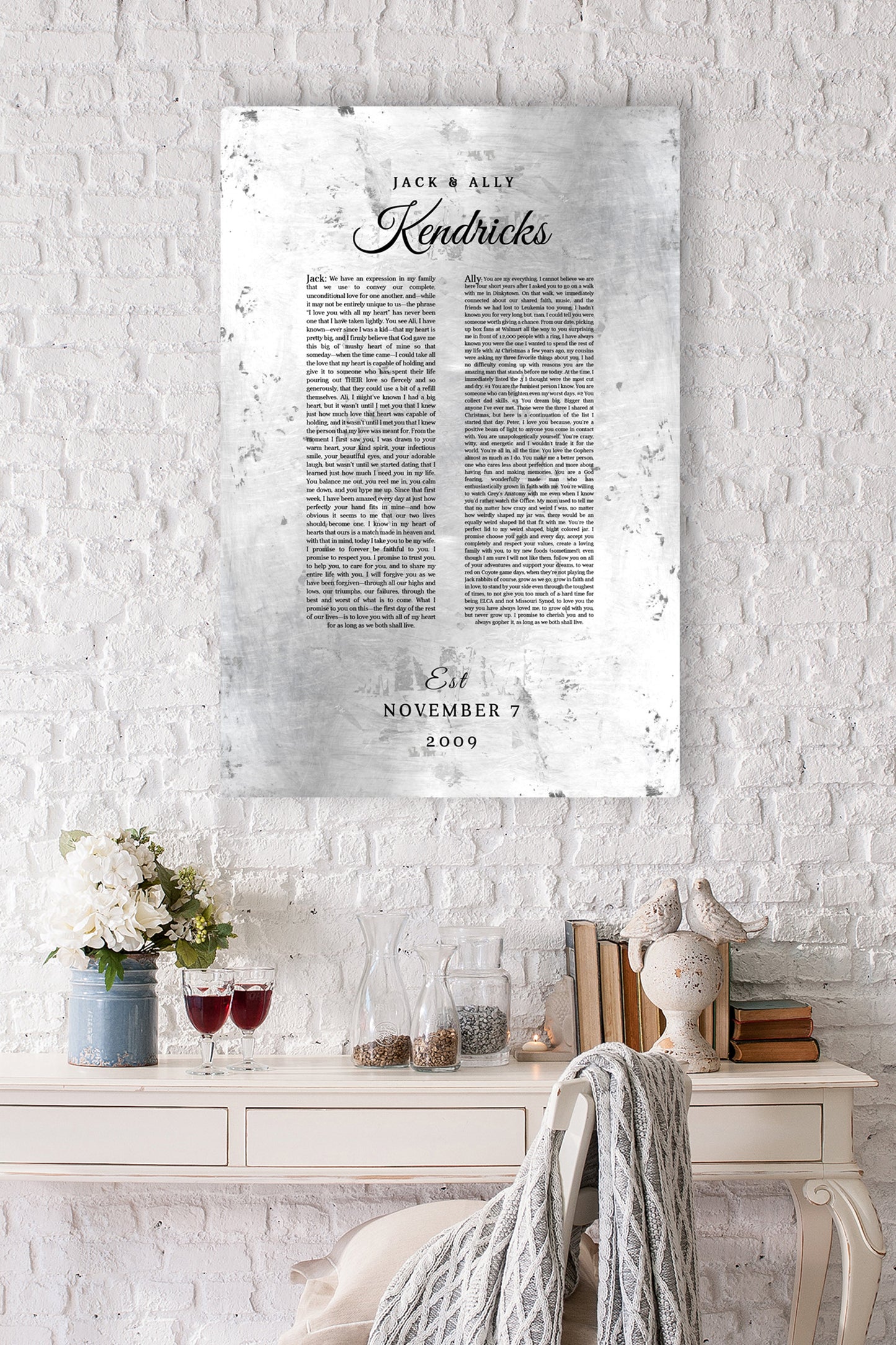 Wedding Vow Memento Gift on Tin