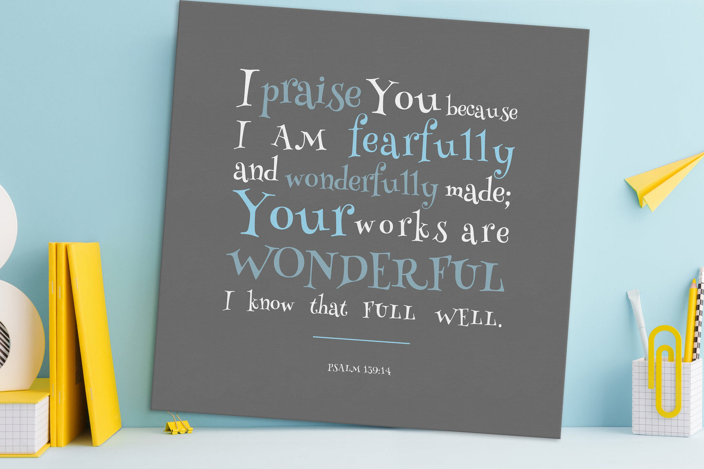 Psalm 139:14, Canvas Bible Verse Decor for Kids