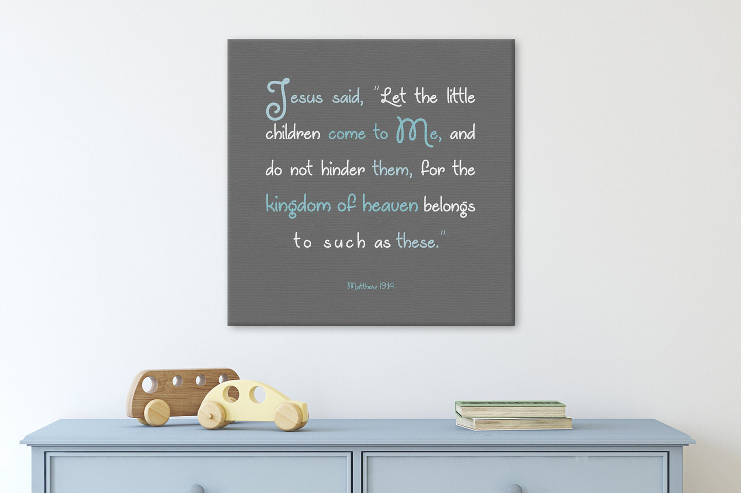 Matthew 19:14 Kid's Christian Canvas Decor