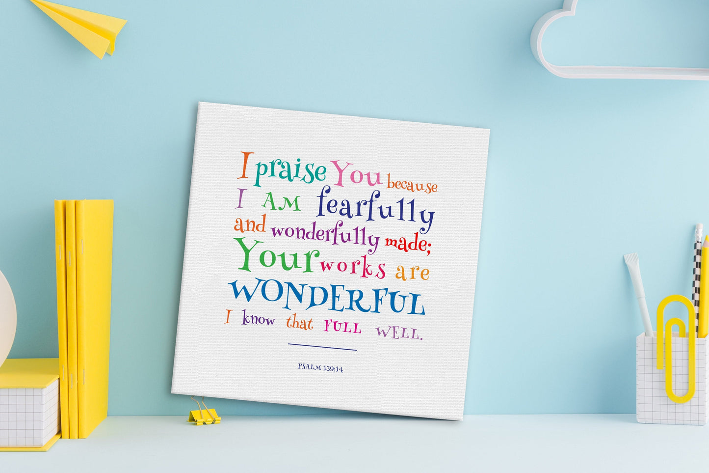 Psalm 139:14, Canvas Bible Verse Decor for Kids