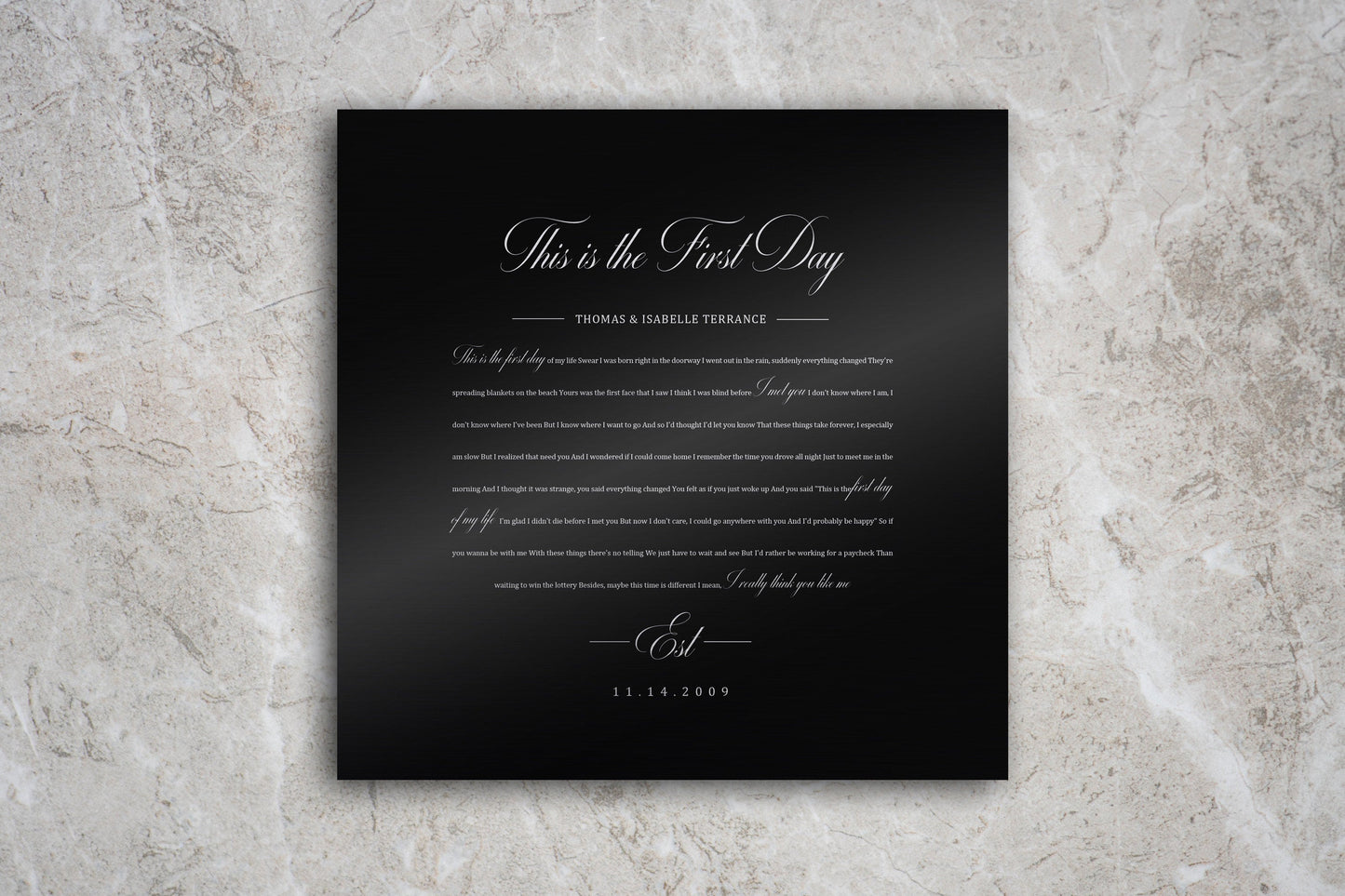 Song Lyric Print on Tin