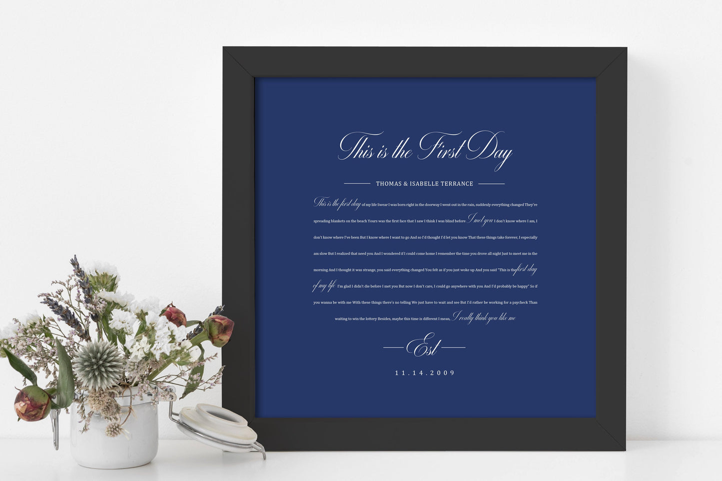 Song Lyrics on Paper, 1st Year Anniverary Gift, Paper Anniversary Gift,1st Wedding Anniversary Gift, Framed Lyric, Song Print, Wedding Gift