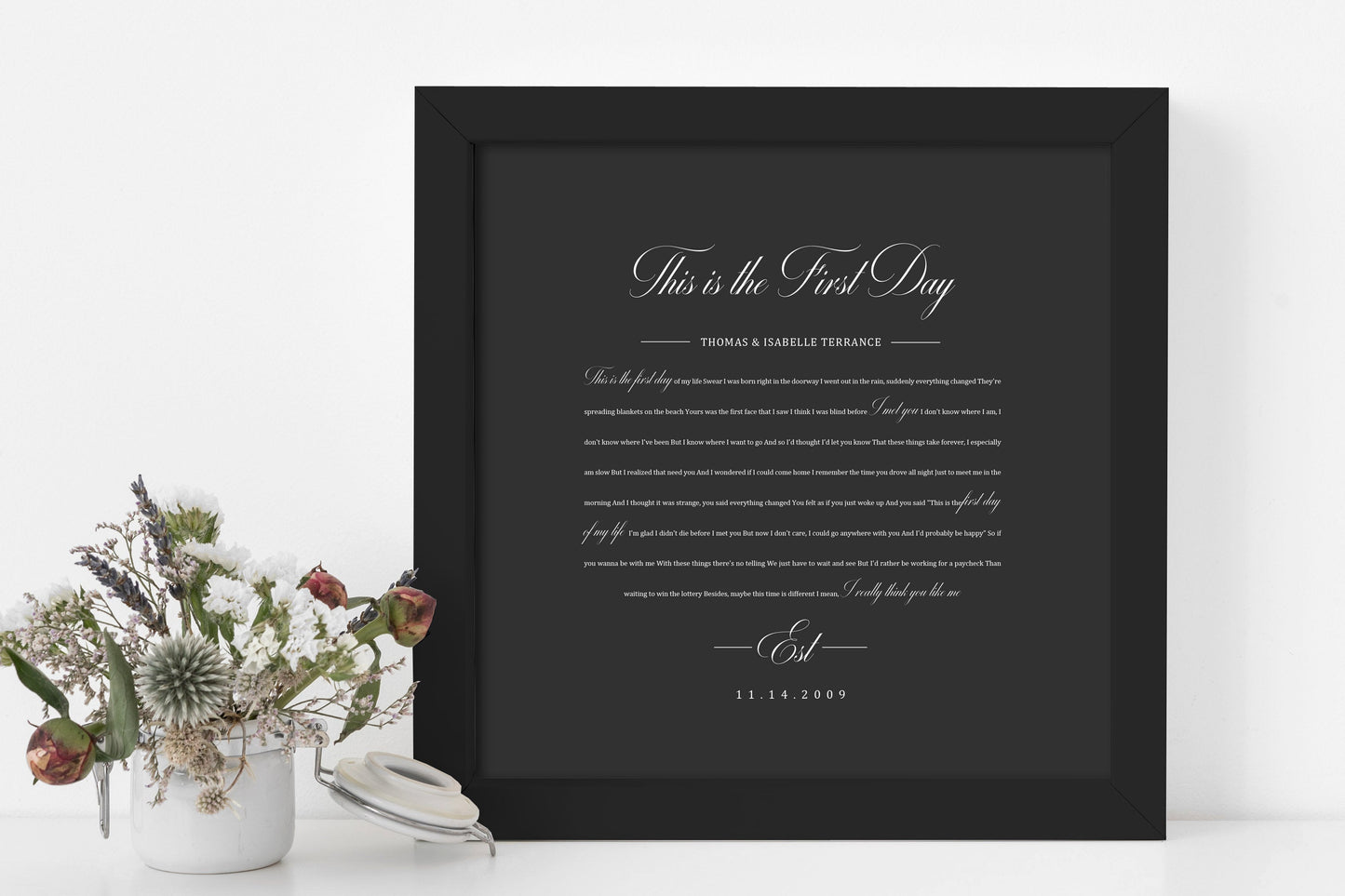 Song Lyrics on Paper, 1st Year Anniverary Gift, Paper Anniversary Gift,1st Wedding Anniversary Gift, Framed Lyric, Song Print, Wedding Gift