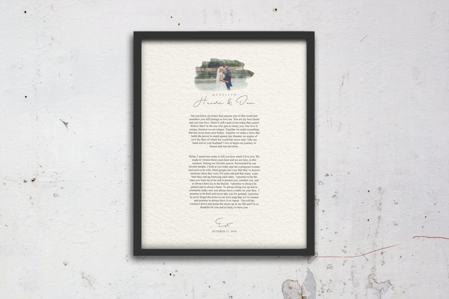 Our Wedding Vows Paper Anniversary Photo Gift