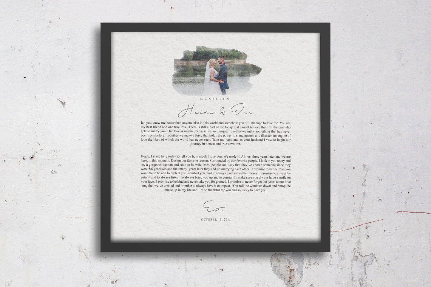 Personalized Wedding Vow Framed Photo Gift