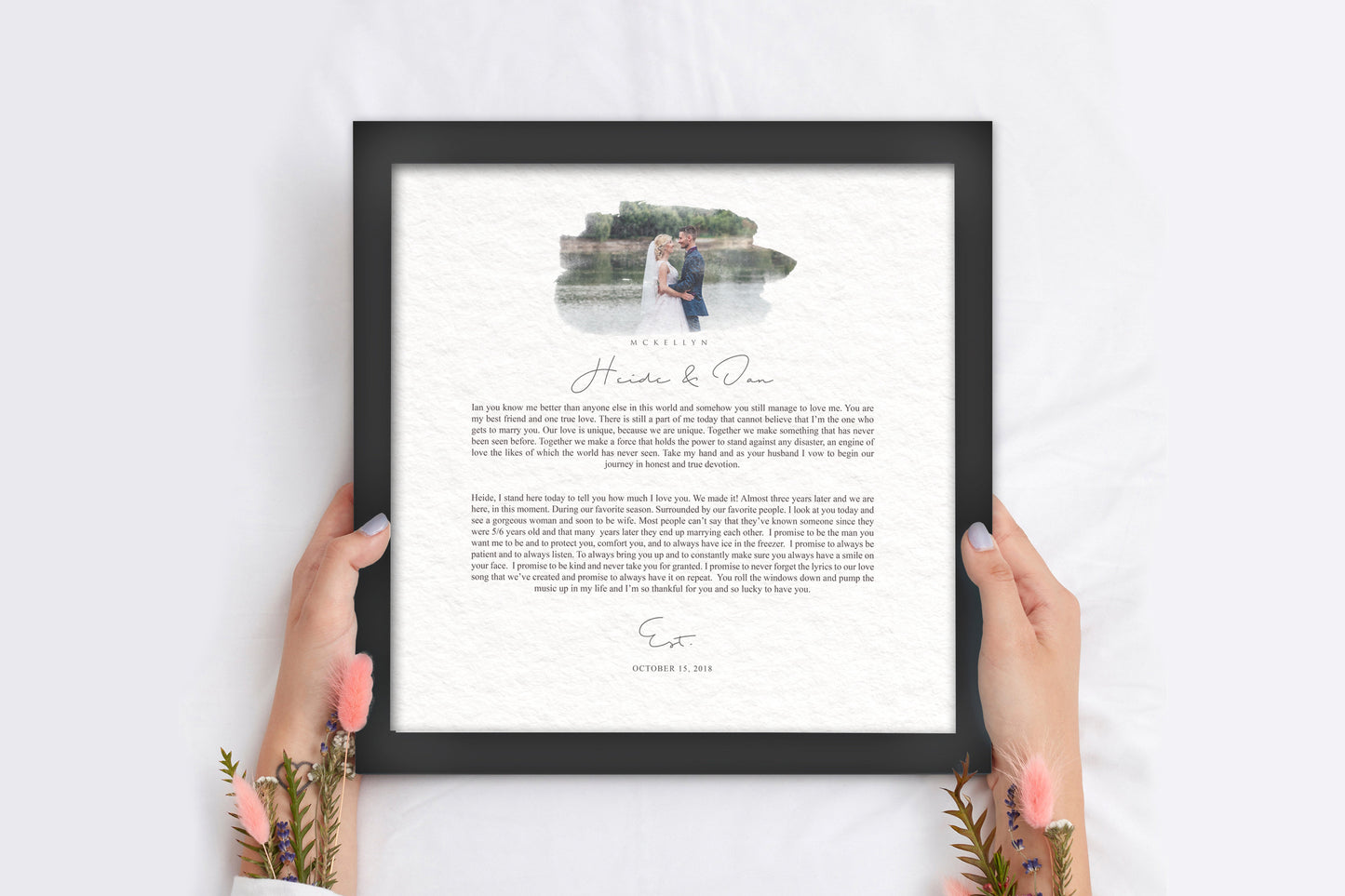 Personalized Wedding Vow Framed Photo Gift