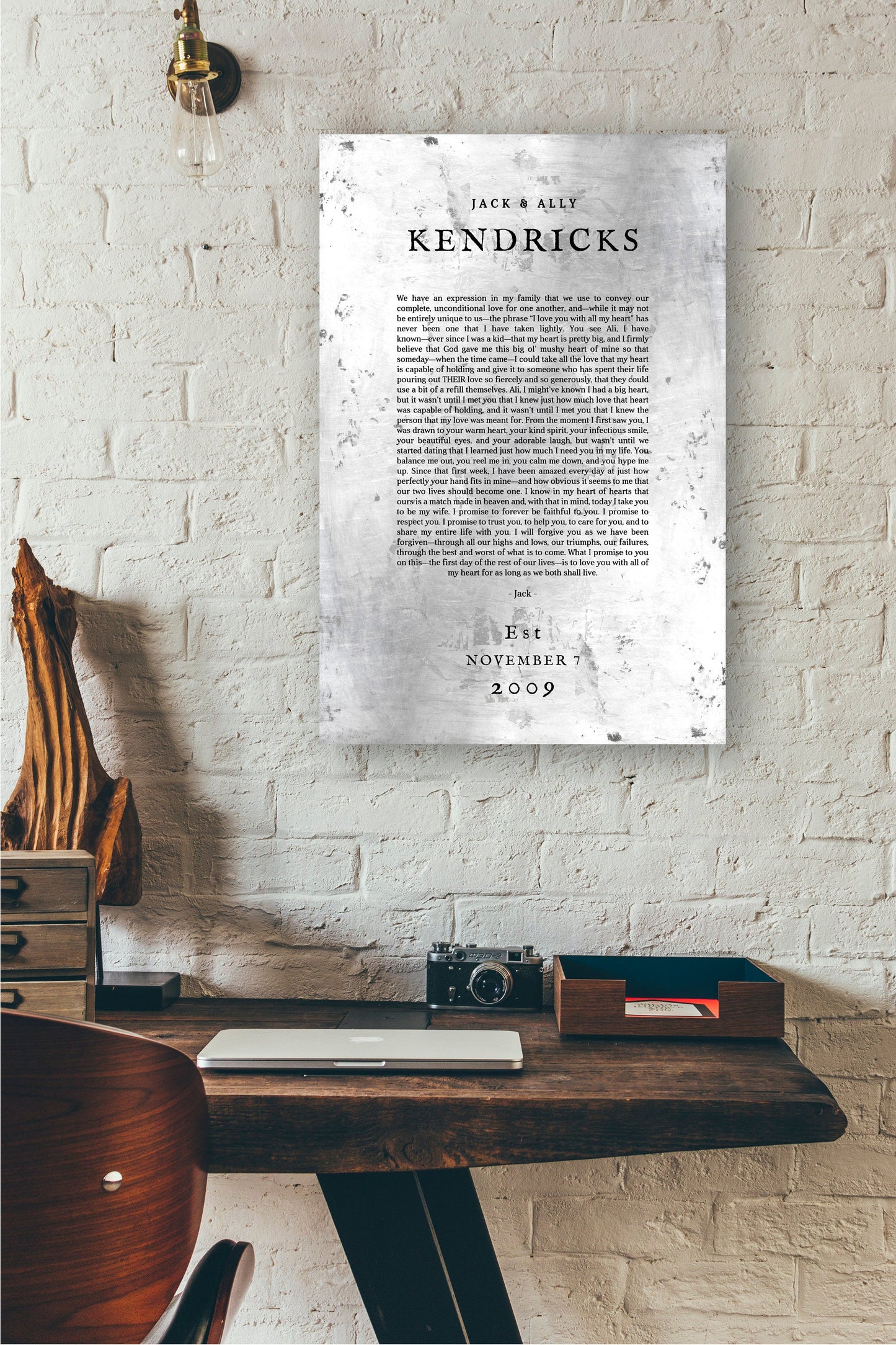 Custom Wedding Vow Metal Print