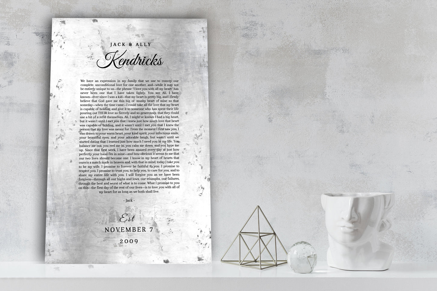 Tin Wedding Anniversary Gift, Wedding Vow Keepsake