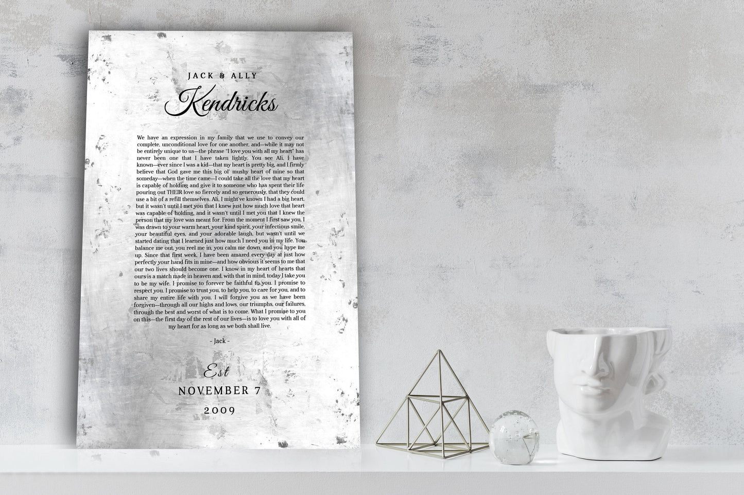 Custom Wedding Vow Metal Print