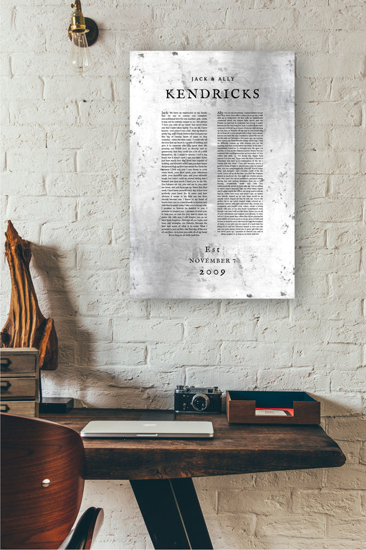 Custom Tin Wedding Vow Decor