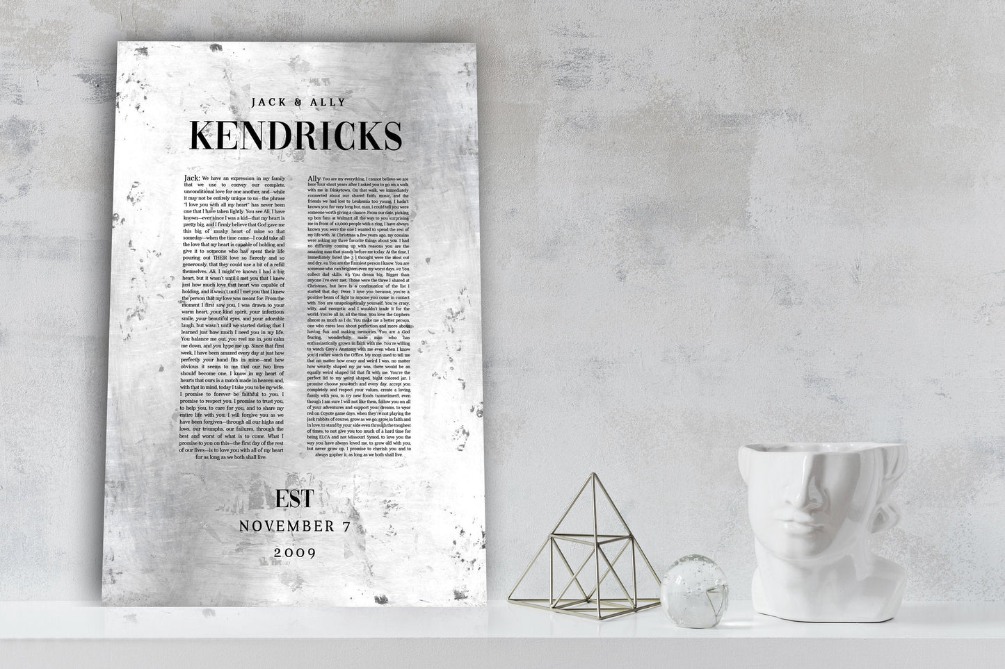 Wedding Vow Memento Gift on Tin