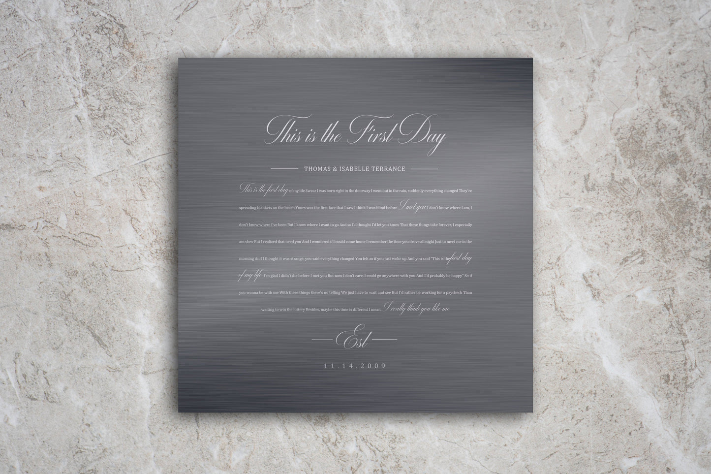 Song Lyric Print on Tin