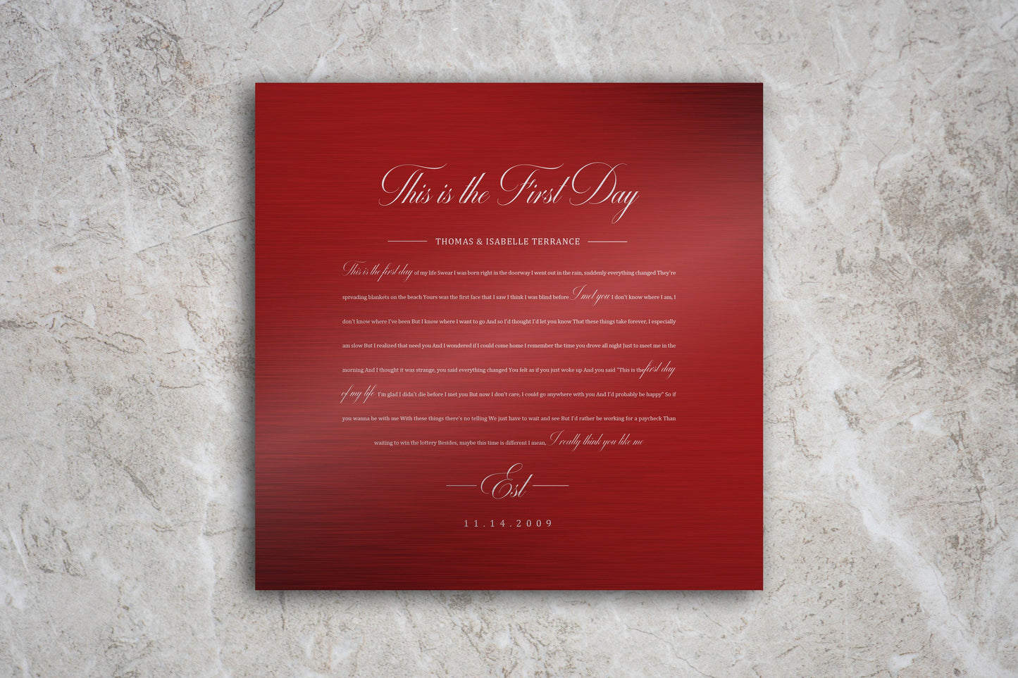 Song Lyric Print on Tin