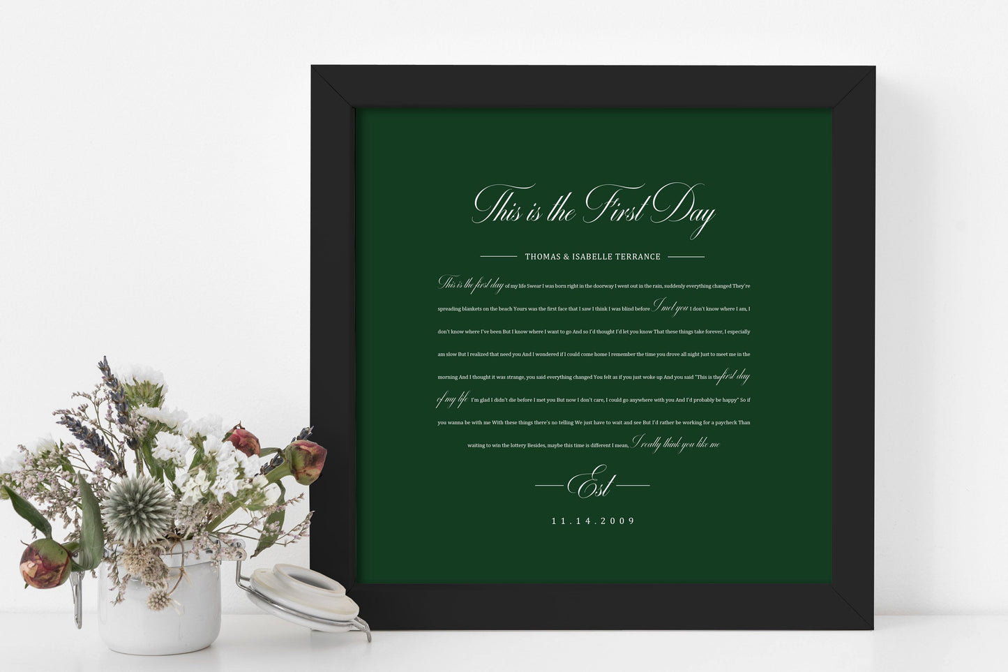 Song Lyrics on Paper, 1st Year Anniverary Gift, Paper Anniversary Gift,1st Wedding Anniversary Gift, Framed Lyric, Song Print, Wedding Gift